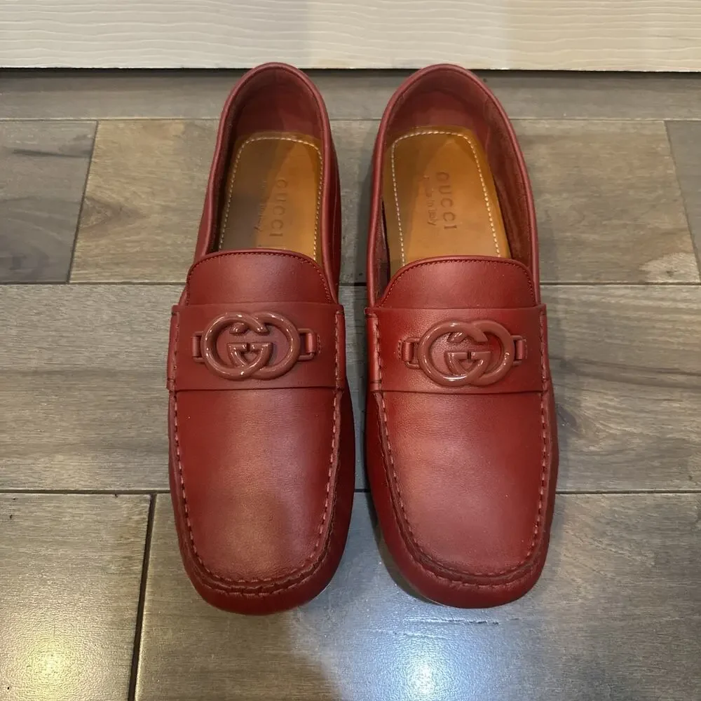 AUTHENTIC GUCCI INTERLOCKING G MOCCASINS LOAFERS 692379 GG 10 (fits USA sz 11)
